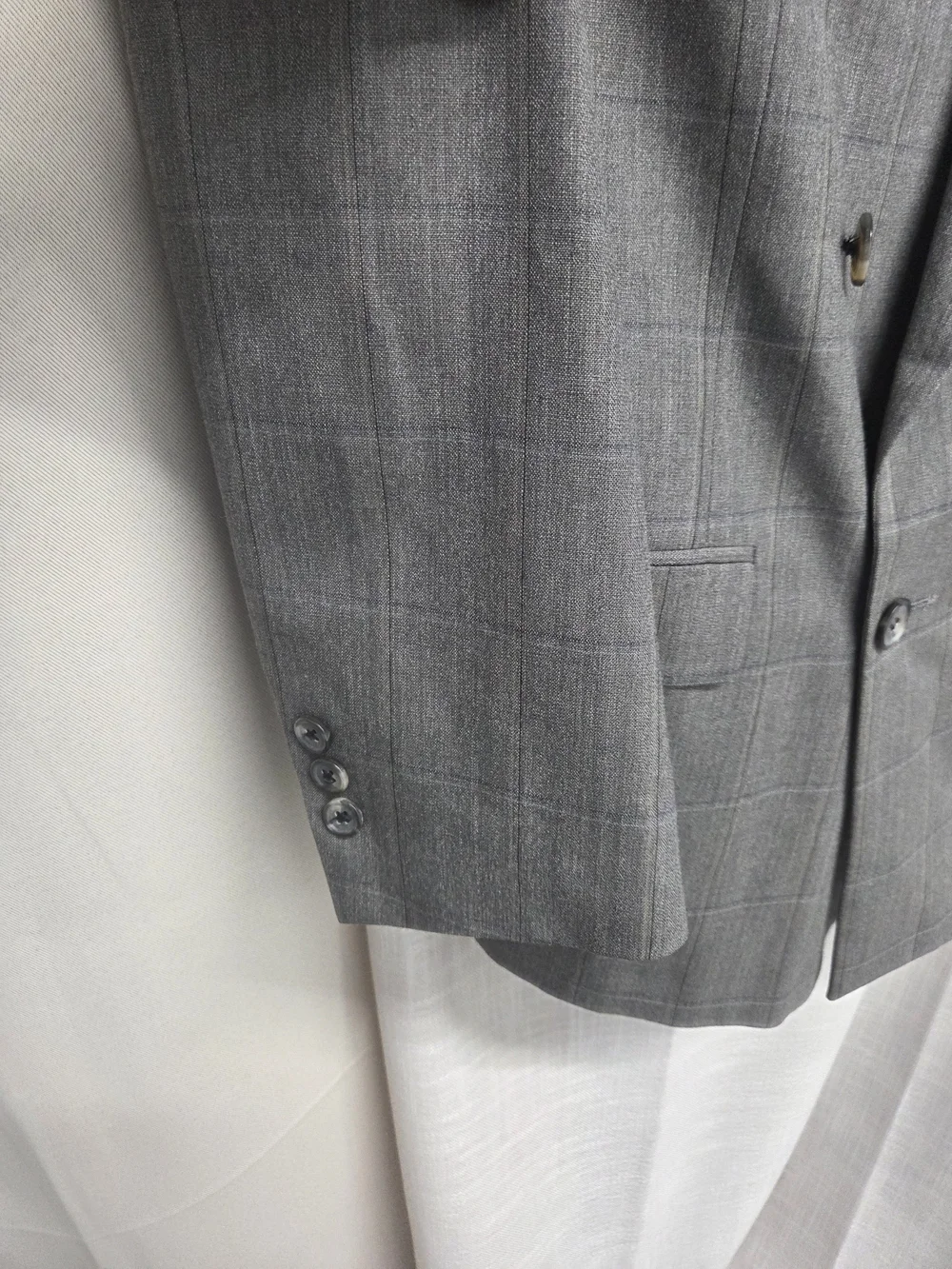 TALLIA Double-Breasted Windowpane Vintage Corporate Old-Hollywood Polish